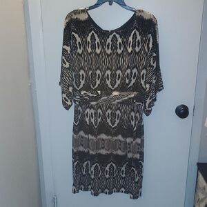 Taylor Black and Cream Midi Dress